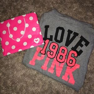MEDIUM GREY LOVE PINK HOODIE !